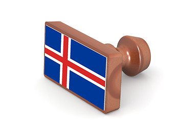 Image showing Wooden stamp with Iceland flag