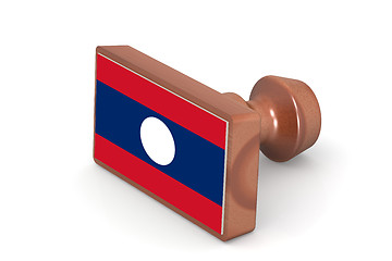 Image showing Wooden stamp with Laos flag