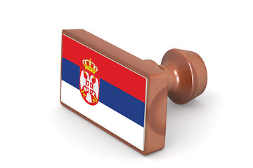 Image showing Wooden stamp with Serbia flag