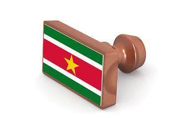 Image showing Wooden stamp with Suriname flag