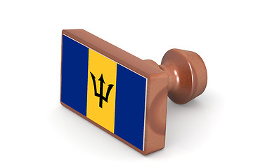 Image showing Wooden stamp with Barbados flag