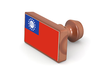 Image showing Wooden stamp with Myanmar flag