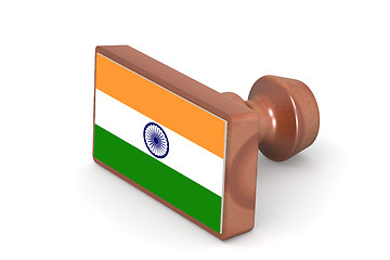 Image showing Wooden stamp with India flag