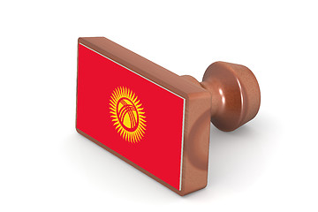 Image showing Wooden stamp with Kyrgyzstan flag