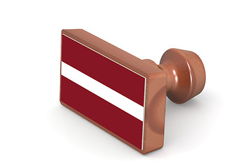 Image showing Wooden stamp with Latvia flag