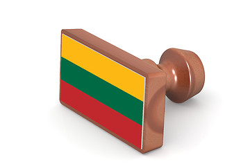 Image showing Wooden stamp with Lithuania flag