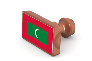 Image showing Wooden stamp with Maldives flag