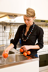 Image showing Washing Fresh Tomatoes