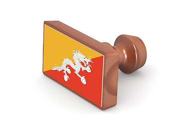 Image showing Wooden stamp with Bhutan flag