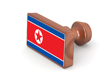 Image showing Wooden stamp with North Korea flag