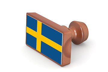 Image showing Wooden stamp with Sweden flag