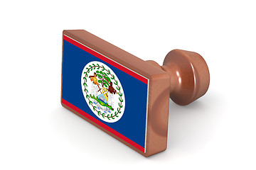 Image showing Wooden stamp with Belize flag