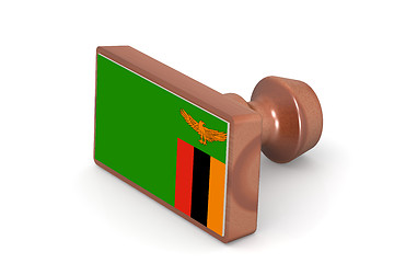 Image showing Wooden stamp with Zambia flag