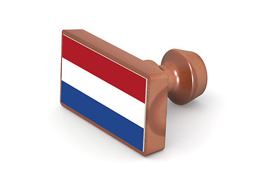 Image showing Wooden stamp with Netherlands flag
