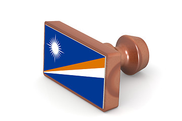 Image showing Wooden stamp with Marshall Islands flag