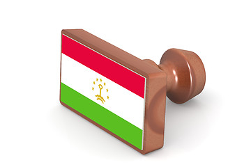 Image showing Wooden stamp with Tajikistan flag