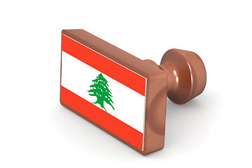 Image showing Wooden stamp with Lebanon flag