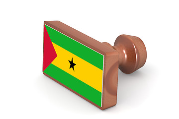 Image showing Wooden stamp with Sao Tome and Principe flag