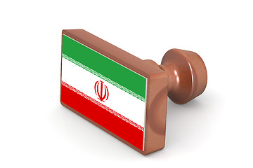 Image showing Wooden stamp with Iran flag