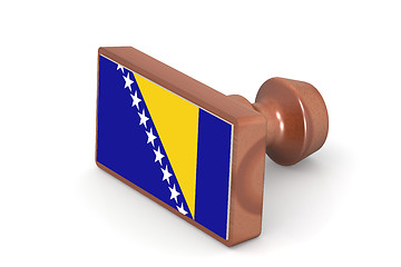 Image showing Wooden stamp with Bosnia and Herzegovina flag