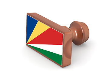 Image showing Wooden stamp with Seychelles flag