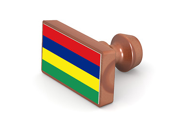 Image showing Wooden stamp with Mauritius flag