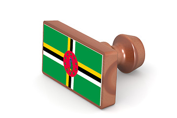 Image showing Wooden stamp with Dominica flag