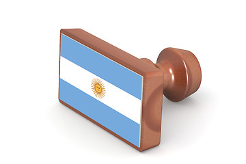 Image showing Blank wooden stamp with Argentina flag