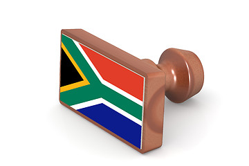 Image showing Wooden stamp with South Africa flag