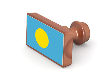 Image showing Wooden stamp with Palau flag