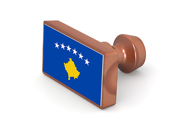 Image showing Wooden stamp with Kosovo flag