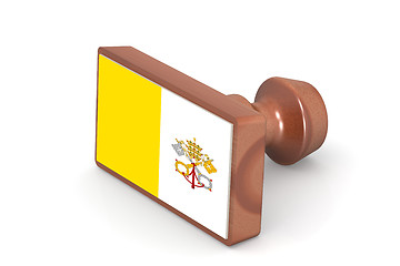 Image showing Wooden stamp with Vatican City flag