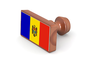 Image showing Wooden stamp with Moldova flag