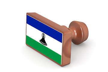 Image showing Wooden stamp with Lesotho flag