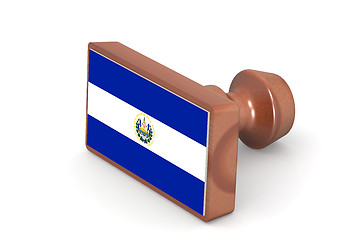 Image showing Wooden stamp with El Salvador flag