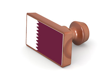 Image showing Wooden stamp with Qatar flag