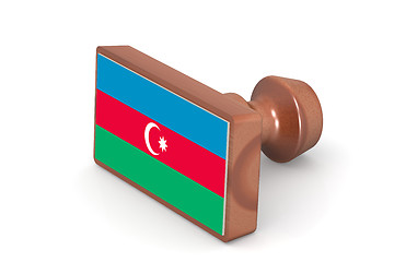 Image showing Blank wooden stamp with Azerbaijan flag