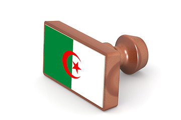 Image showing Blank wooden stamp with Algeria flag