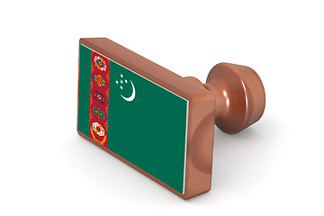 Image showing Wooden stamp with Turkmenistan flag