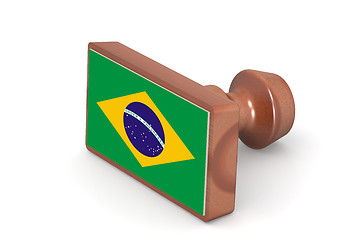 Image showing Wooden stamp with Brazil flag