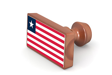 Image showing Wooden stamp with Liberia flag