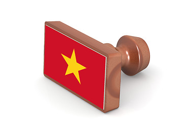 Image showing Wooden stamp with Vietnam flag