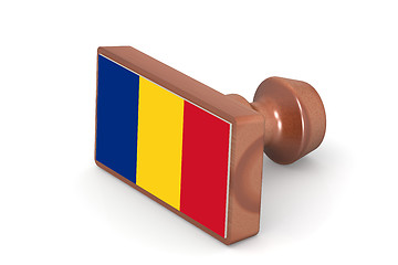 Image showing Wooden stamp with Romania flag