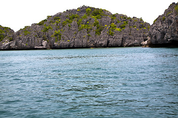 Image showing   blue lagoon  stone in thailand kho  bay abstract of a    south