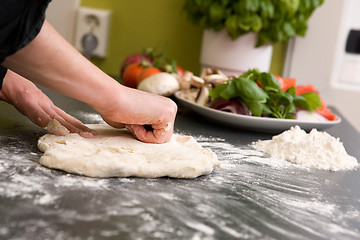 Image showing Kneading Bread Dough