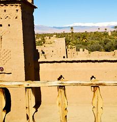 Image showing brown old  construction in  terrace   near the tower