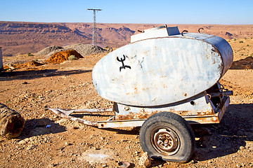 Image showing water tank in morocco africa   utility pole 