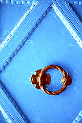 Image showing blue metal rusty  brown    morocco in africa   padlock 