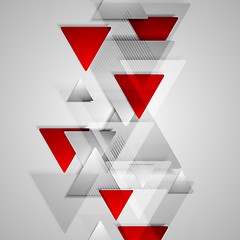 Image showing Corporate geometric background with grey and red triangles