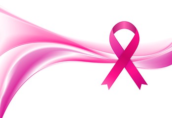 Image showing Breast cancer awareness month. Smooth wave and ribbon design